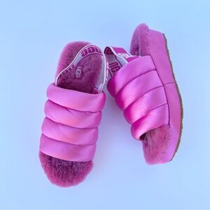 UGG Puff Yeah Wedge Satin Sandal Fuchsia Size 5